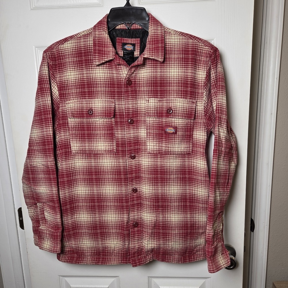 Dickies Shacket Mens Small‎ Button Up Flannel Plaid Casual outdoor Streetwear